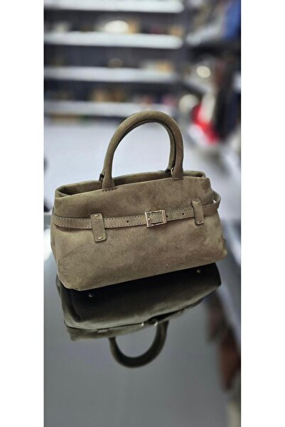 gül sezgin butik Women's Khaki Suede Belt-Detail Shoulder Bag