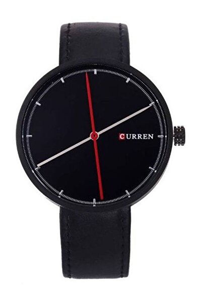 Curren men Leather Analog Wrist Watch - 48 mm - Black
