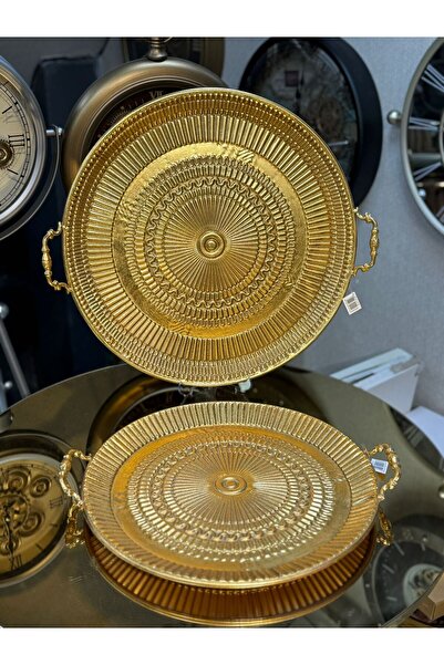 city gold 2'Li Telkari Metal Gold Tepsi Dekoratif