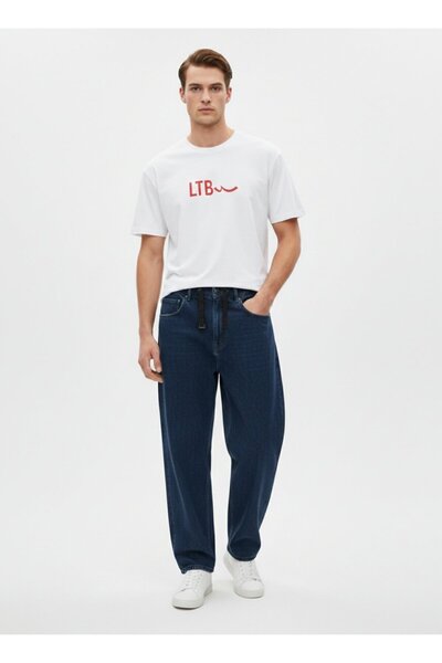 Ltb Slogan Printed Basic White T-Shirt