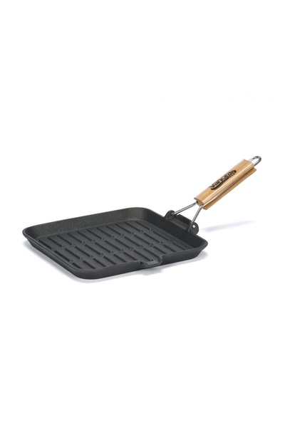 OEM TIGAIE GRILL FONTA PURA CU MANER LEMN DETASABIL, 23X2 CM, AMBALAJ ETICHET...