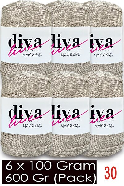 Diva İplik 1.5 mm - 600 Gr - Polyester Macrame Bag Rope (Pack of 6) 30 Beige