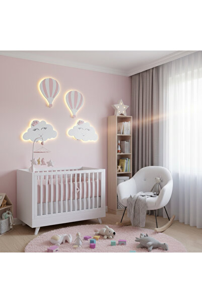 CSD TASARIM Bebek Odası Çocuk Odası Duvar Süsü Ahşap Dekoratif Aydınlatma Beb...