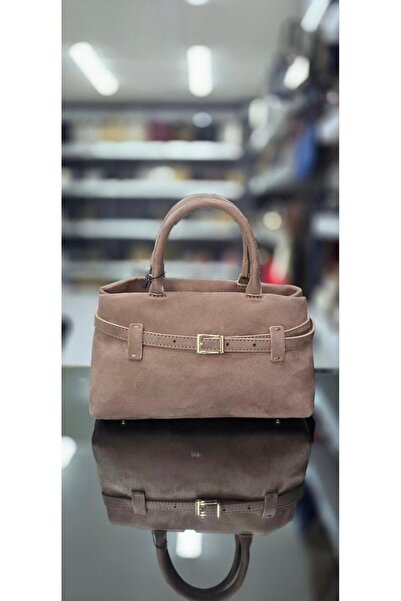 gül sezgin butik Women's Mink Suede Fabric Belt Detail Shoulder Bag