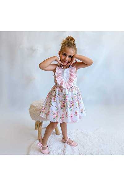 ministok Dina Floral Patterned Strappy Girls' Dress