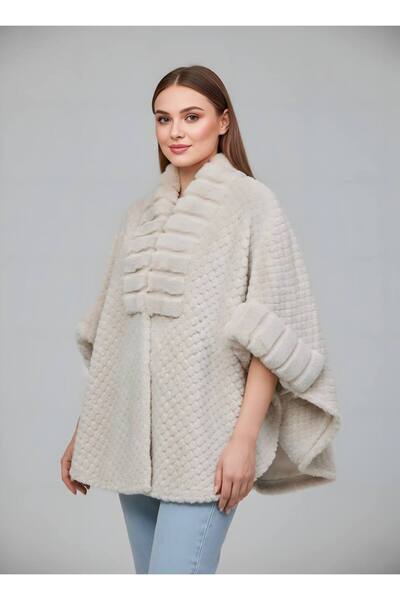 Rabiossa Women's Textured Plush Poncho Cape