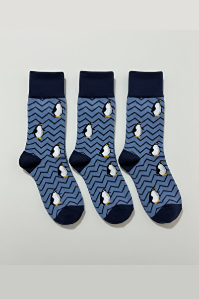 ÇORAPSA 3 Pairs of Blue Navy Penguin Patterned Unisex Socks – Colorful Daily ...