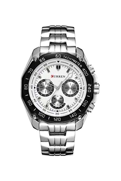Curren men Water Resistant Analog Watch 8077 - 43 mm - Silver