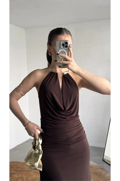 Lila Moda Women's Iconic Halter Neck Backless Long Evening Dress