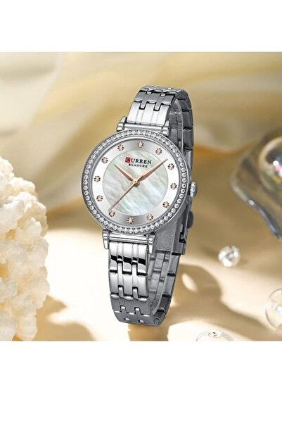 Curren ساعة يد نسائية أنيقة من ماركة فاخرة، بسوار من الفولاذ المقاوم للصدأ ال...