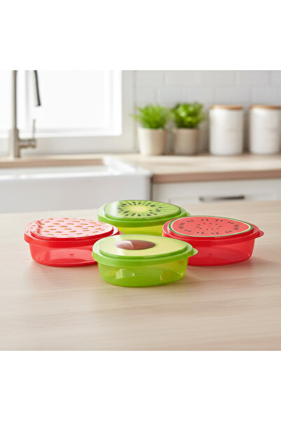 YAZICI Set of 4 Avocado, Strawberry, Kiwi & Watermelon Patterned Storage Cont...