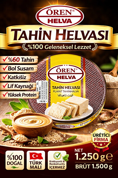 Ören Tahin Helvası 1250 g Net – Katkısız Bol Susamlı Türk Malı Doğal Helva