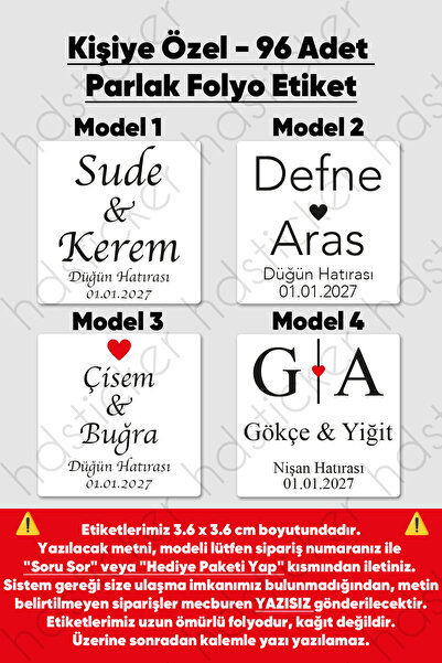 hdsticker 96 Adet Kişiye Özel Kına Nişan Nikah Düğün Sünnet Bebek Firma Etike...
