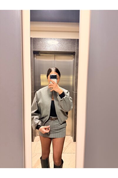 Labien Butik Kaşe Bomber Ceket – Gri