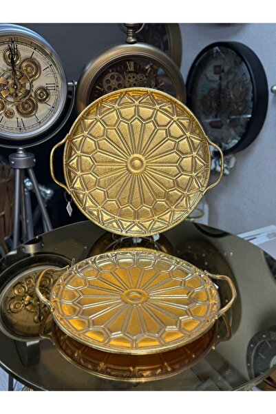 city gold 2'Li Telkari Metal Gold Tepsi Dekoratif