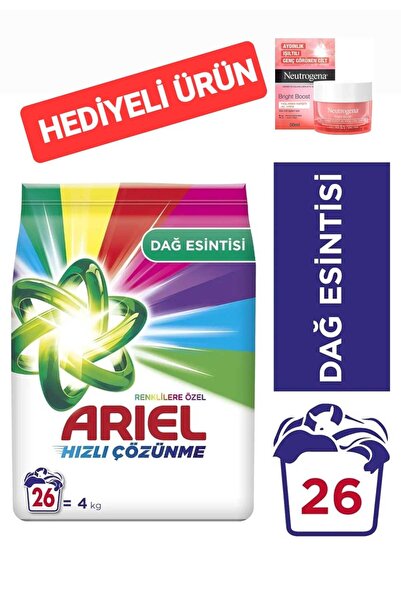 Ariel Dağ Esintisi Renklilere Özel 4 Kg Hızlı Çözünme Toz Çamaşır Deterjanı (...