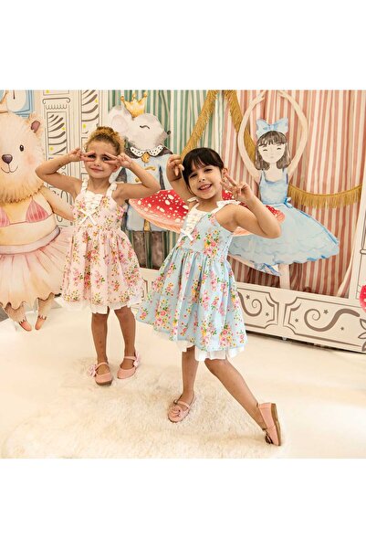 ministok Gala Floral Patterned Strap Girls' Dress