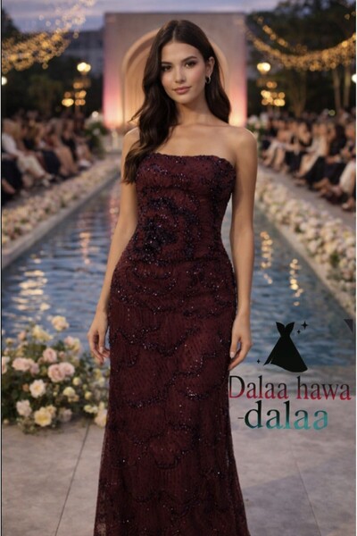 dalaa فستان سهر شغل خرزز