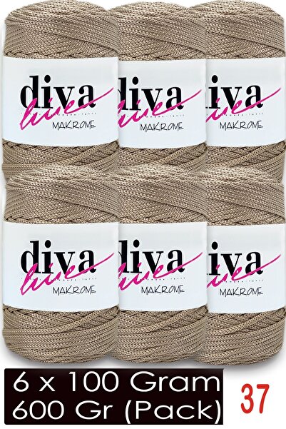 Diva İplik 1.5 mm - 600 Gr - Polyester Macrame Bag Rope (Pack of 6) 37 Beige