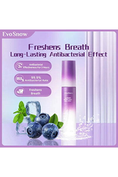 Evo EvoSnow Blueberry Mouth Spray Bad Breath Treatment Freshener Mouthwash