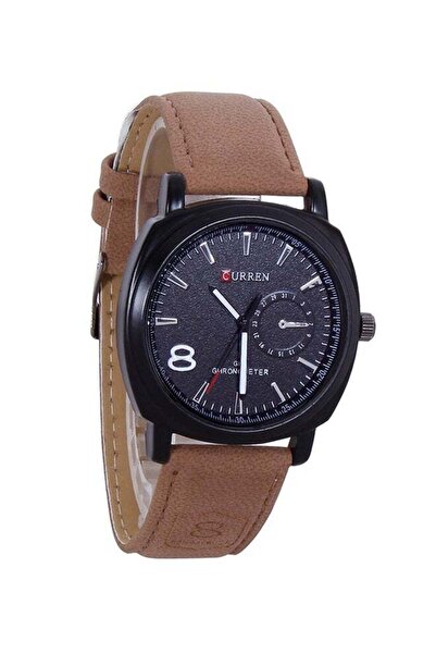 Curren Men's Water Resistant Leather Analog Wrist Watch 8139 - 41 mm -Brown