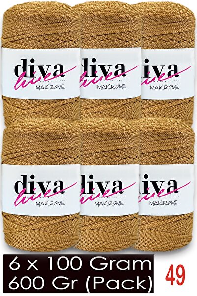 Diva İplik 1.5 مم - 600 جرام - حبل بوليستر ماكراميه لحقائب السوبلا (عبوة من 6...