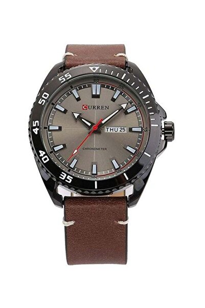 Curren ساعة يد رجالية مقاومة للماء، تناظرية، موديل 8272 - 45 مم - بني