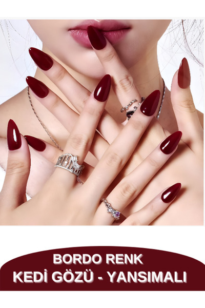 SheMask Takma Tırnak Badem Model Uzun Parlak Jel Görünümlü Protez Tırnak Kola...