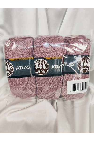 Ören Bayan ATLAS Gül Kurusu El Örgü İpi (3 Adet) - Renk: 127