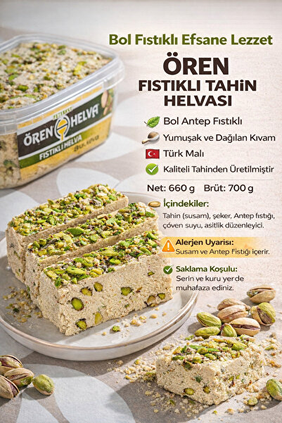Ören Tahin Helvası Antep Fıstıklı Net 660 g – Katkısız – Geleneksel Lezzet