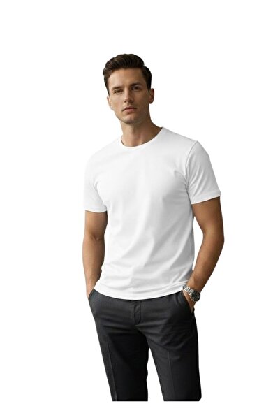 Premium Men’s Plain White Round Neck T-Shirt – Cotton Slim Fit