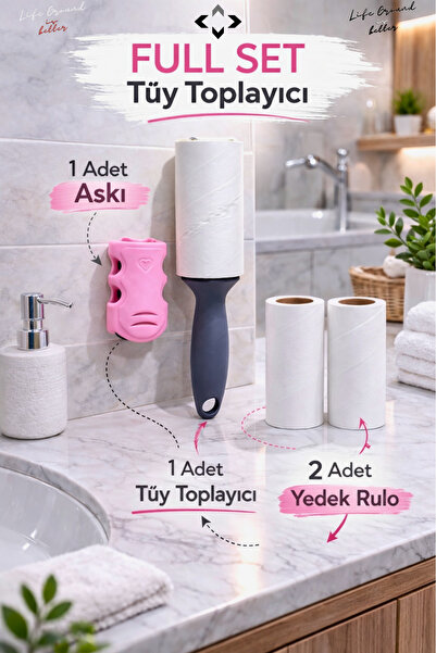 LİGROUND Set complet de role pentru colectarea părului |   2 de rezervă, 1 ro...