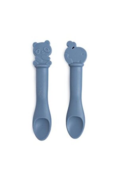 Messy مجموعة ملاعق سيليكون من بوددي، 2 قطعة، بتصميم الباندا والحوت الأزرق (3 ...