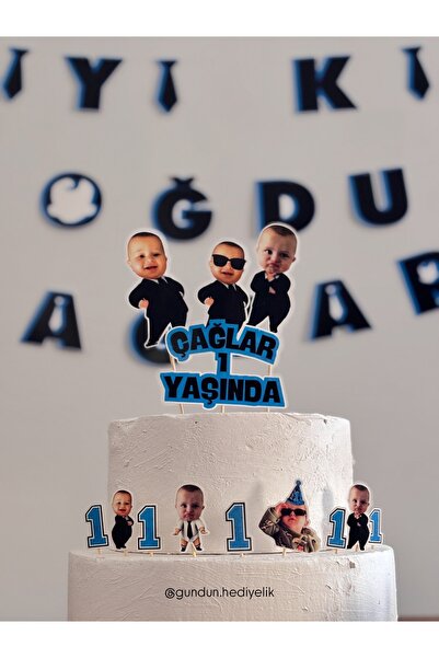 GÜN-DÜN Patron Bebek Konsepti Cupcake Pasta Süsü Kişiye Özel Fotoğraflı