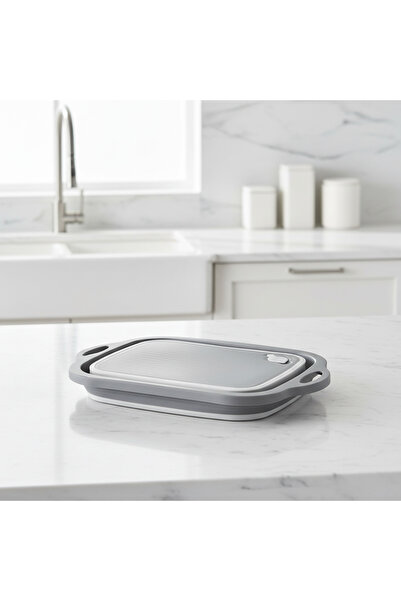 YAZICI لوح تقطيع قابل للطي باللون الرمادي - لوح مطبخ عملي بحجم كبير 5.75 لتر ...