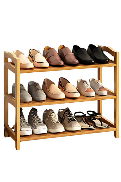 Jaskus Suport pentru încălțăminte din bambus cu 3 niveluri