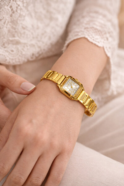 matheon Women's Gold Square Case Metal Cord Watch – Stylish and Elegant Desig...