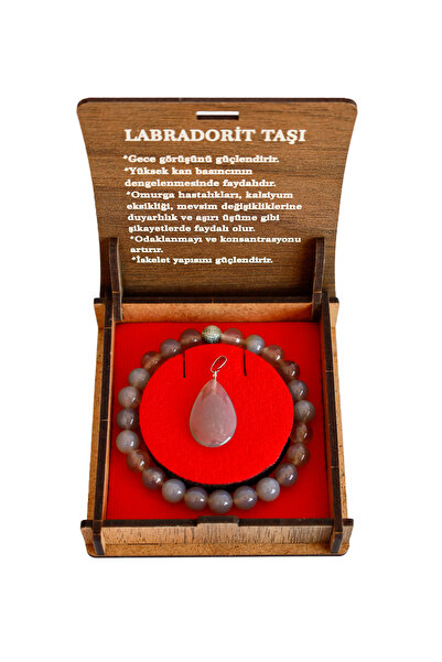 taru pasaj Boxed Natural Labradorite Stone Bracelet and Necklace Set – Natura...