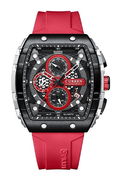 Curren 8442M Men Quartz Sport Watch Silicone Strap Alloy Case Fashion Multifu...