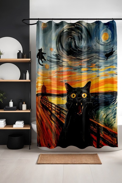 EVPANYA Bathroom Curtain, Black Screaming Pattern Shower Curtain, Bathtub Cur...