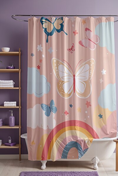 EVPANYA Perdeau de baie, perdea de duș cu model Sky Tale, perdea pentru cadă ...