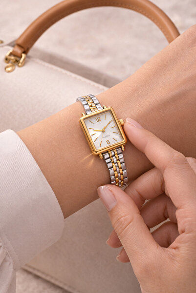 matheon Women's Gold Silver Square Case Metal Cord Watch – Slim Elegant Minim...
