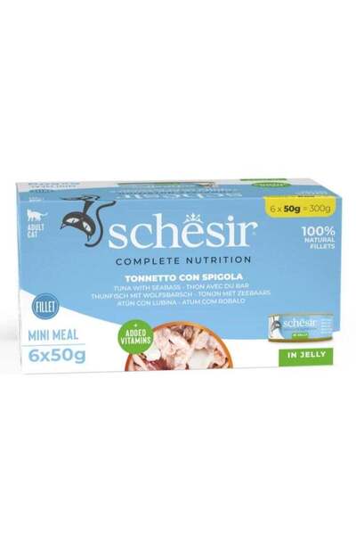 Schesir Small Meal Complete Nutrition for Adult Cats – Tuna with Bass in Jell...