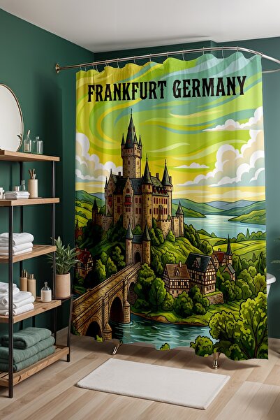 EVPANYA Bathroom Curtain, Germany Castles Patterned Shower Curtain, Bathtub C...