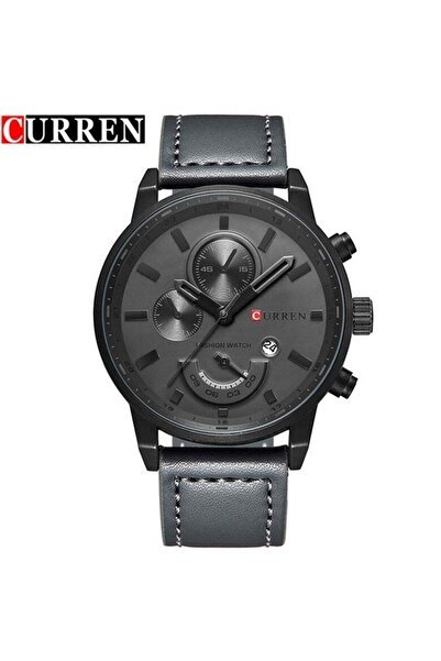 Curren Men's Quartz Watch Waterproof, Leather Strap, 8217Grey