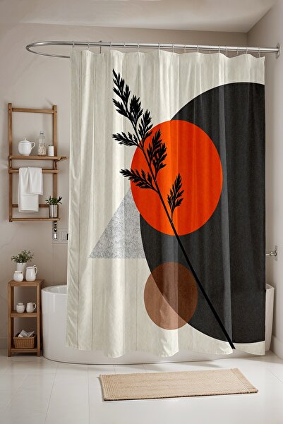 EVPANYA Perdeau de baie, Perdeau de duș cu model Bohemian Grey Moon Branch, P...