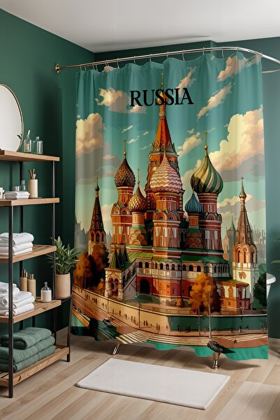 EVPANYA Κουρτίνα μπάνιου, Κουρτίνα ντους με σχέδιο Russian Dome Symphony, Κου...