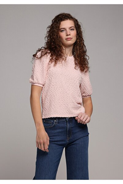Colin's Regular Fit Round Neck Jacquard Women's Pink Short Sleeve T-Shirt