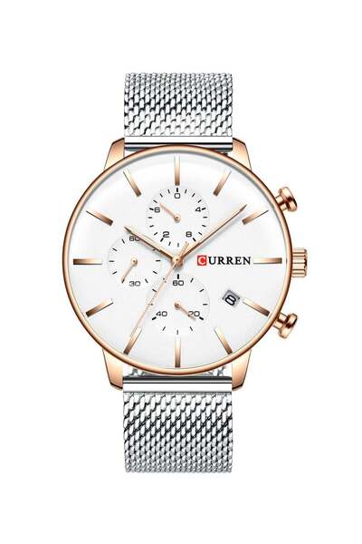 Curren Men's Chronograph Waterproof Stainless Steel Mesh Band Casual Quartz W...
