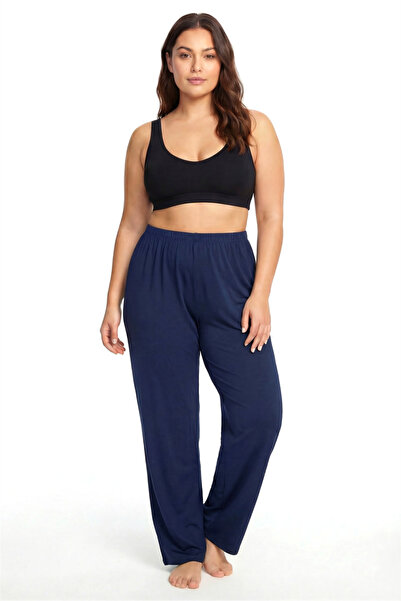 modaserdem Mdsrdm Women's Navy Blue Polyester Plus Size Pajama Bottoms